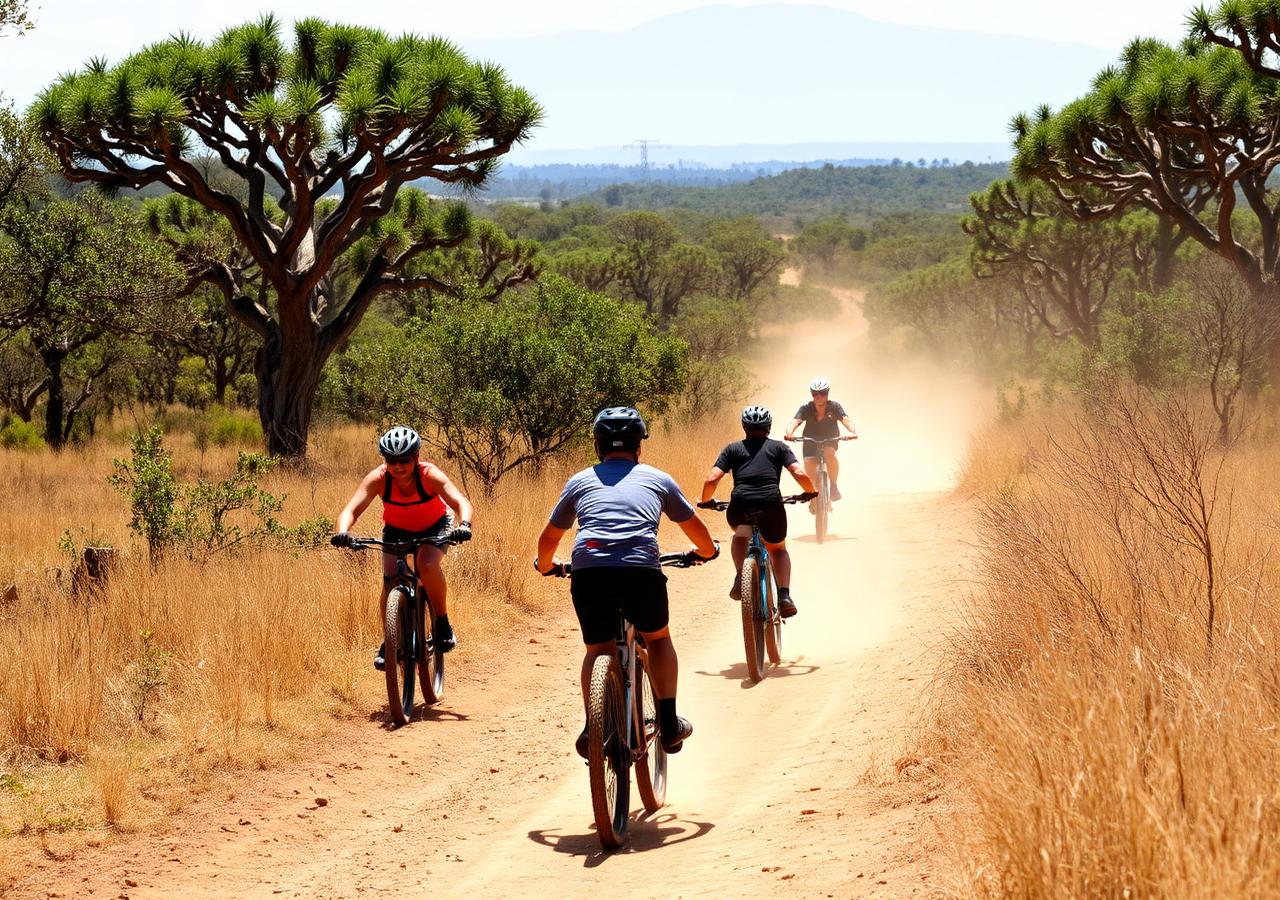 Cycling to Lake Manyara